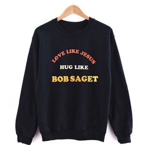 Jesus Graphic Black Crew Sweatshirt with Colorful Text